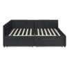 Full Size Upholstered Tufted Bed Frame with Two Drawers, Sofa Bed Frame with Comfortable Backrest and Armrests, Velvet, Black(79.5''x58''x25'')