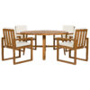 5-Piece Outdoor Patio Dining Set Acacia Wood Outdoor Dining Set Patio Furniture Set with Four  Armchairs and a Table for Garden, Balcony, Backyard, Beige