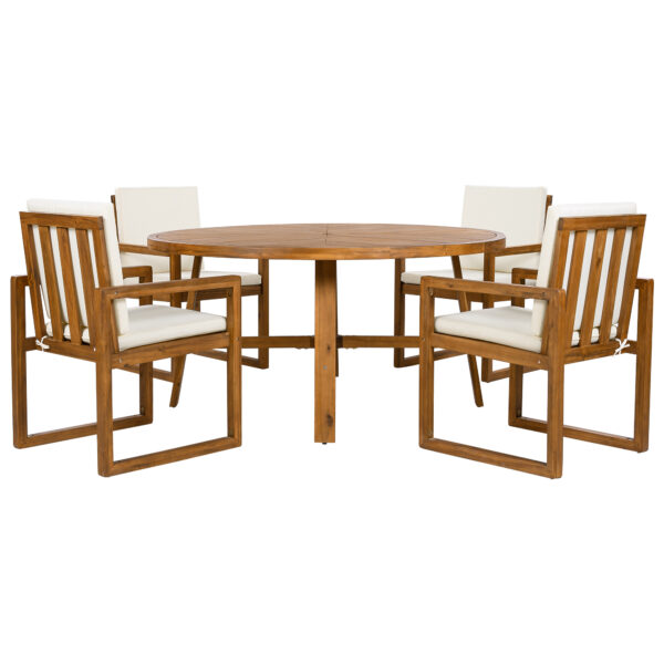 5-Piece Outdoor Patio Dining Set Acacia Wood Outdoor Dining Set Patio Furniture Set with Four  Armchairs and a Table for Garden, Balcony, Backyard, Beige