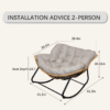 Outdoor Rocking Chair, Patio Egg Rocking Chair, Indoor Papasan Chair, Rattan Wicker Lounge Chair, Modern Royal Chair for Bedroom, Living Room, Porch, Garden,Lawn-Beige
