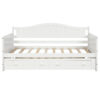 Twin Wooden Daybed with Trundle Bed, Sofa Bed for Bedroom Living Room,White