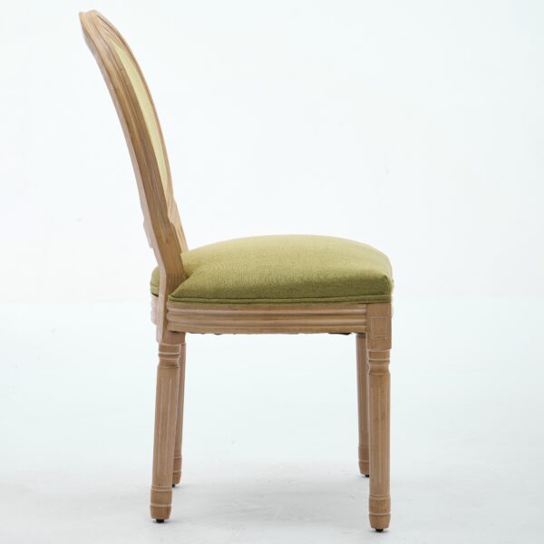 A&A Furniture,French Style Solid Wood Frame Antique Painting Linen Fabric Back Dining Chair,Set of 2,SW1845OL,Olive Green