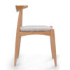 5-Piece Mid-Century Modern Dining Set - Solid Wood Frame Table + 4 Beige Upholstered Chairs(White Oak+Beige)