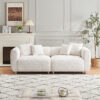 89 inch Sofa for Living Room, Fashion Sofa with Metal Legs, 3 Seater Sofa, Solid Wood Frame Couch with 4Pillows, for Apartment Office Living Room - White