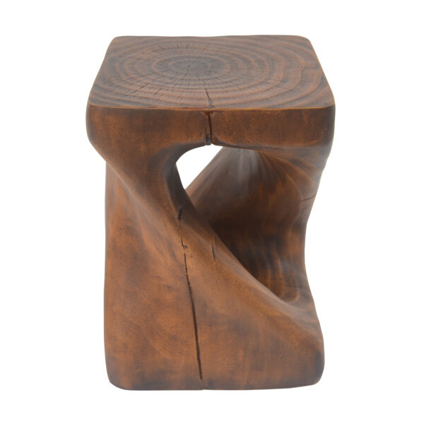 983bdd23859f428195514eb958bcf461_d64331fa0810c4e71ee063a290847abc MGO Twist Shape Side Table, Wood-like texture, antique brown Color