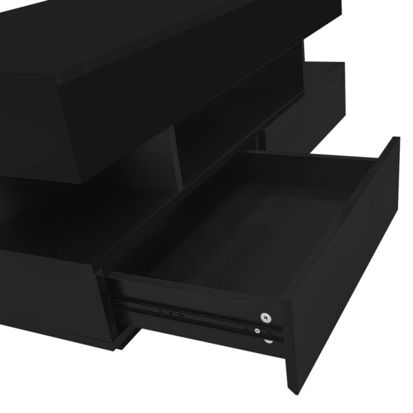 U-Can Lift-Top Coffee Table with 2 Drawers, Modern Coffee Table with Adequate Hidden Compartment, Multi-Functional Lift-Top Coffee Table with High-Gloss Finish for Living Room