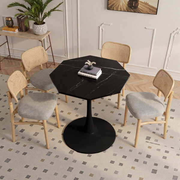 99ba19a3dd034389ab4f73c02a5ff76e_944d3c7cbab5d887f7a80540353e6289 31.50"Modern Octagonal Coffee Table with Printed Black Marble Table Top,Metal Base, for Dining Room, Kitchen, Living Room