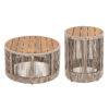 Rustic Industrial Table Set of 2,Coffee Table & Side Table with Woven Rope Design, Modern Functionality Stylish Table Set for Living Room and Home Decor-Rope Beige