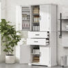 Storage Cabinet with Multi-Functional Storage Space for Kitchen/Bathroom/Dining Room/Living Room , 2 Drawers with Slide Rails, Adjustable Shelf, White
