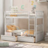 Twin over Twin Bunk Bed with Drawers, Convertible Beds, White(Old SKU: SM000240AAK-1)