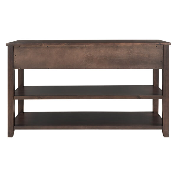 TREXM Retro Design Console Table with Two Open Shelves, Pine Solid Wood Frame and Legs for Living Room (Espresso)