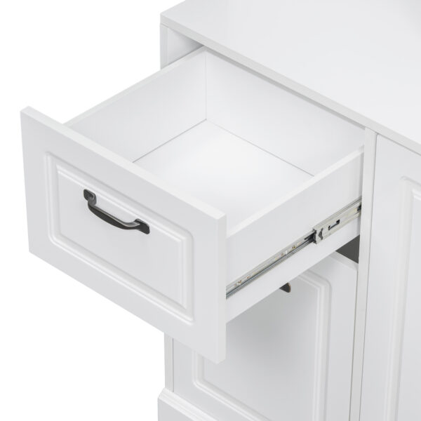 Bathroom Storage Cabinet with Tilt-Out Hamper, 70.9'' Tall Free Standing Organizer with Drawers & Adjustable Shelves, MDF Linen Tower with Steel Handles, White Finish