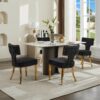 Mid Century Modern Dining Chairs Set of 2, Farmhouse Chenille Fabric Upholstered Accent Chair Curved Backrest with Copper Nails around,Kitchen Chairs with Golden Stainless Steel Plating Legs, Black
