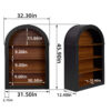 Bookcase, 4-Shelf Tall Bookshelf, 45.66" Wood Open Display Floor Arched Bookcase, Large Storage Organizer for Library, Bedroom, and Living Room (Black)
