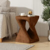 MGO Twist Shape Side Table, Wood-like texture, 	antique brown Color