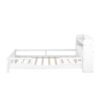 Wood Full Size Platform Bed with Built-in LED Light, Storage Headboard and Guardrail, White