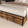 Queen Size Bed Frame with 8 Storage Drawers, LED Headboard with Charging Station, Metal Platform Bed Frame, No Box Spring Needed, Noise-Free, Stable and Solid, Brown