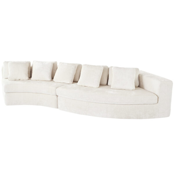 U_Style 115.7" Pure Foam Modular Sofa, 2-Piece Set with 5 Cushions, 4-Seater, Chenille Jacquard Fabric, Curved Design, No Assembly Required, Soft Upholstered Sofa for Living Room & Bedroom