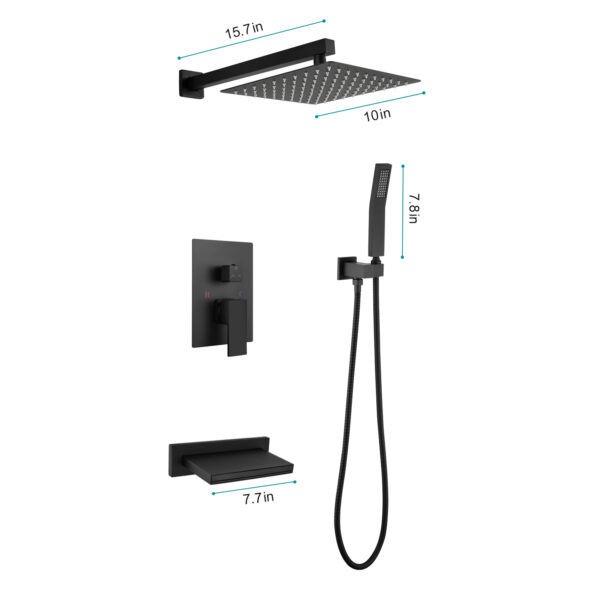 9e52c575b4cf45cb8da25d7c7bb7e3e1_1935eecd200c529ea287e1ed03afc17b Wall Mounted Bathroom Rain Shower System Set with 10" Rain Shower Head, Handheld Shower and Tub Spout