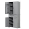 Bathroom Storage Cabinet with Doors and Drawer, Multiple Storage Space, Adjustable Shelf, Grey (Old Sku:WF308204AAE)