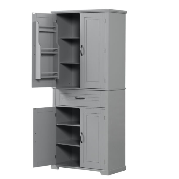 Bathroom Storage Cabinet with Doors and Drawer, Multiple Storage Space, Adjustable Shelf, Grey (Old Sku:WF308204AAE)