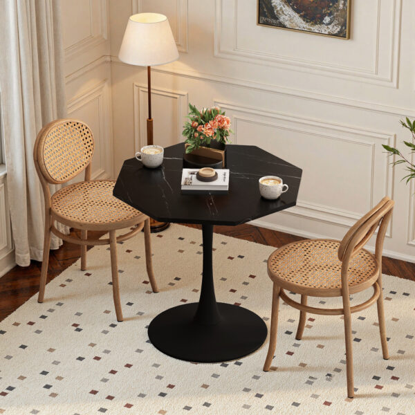 9f77a33dcfa94838935b9b0a40284231_08b48910aef548bee1a3b14b1319c66c 31.50"Modern Octagonal Coffee Table with Printed Black Marble Table Top,Metal Base, for Dining Room, Kitchen, Living Room
