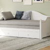 Twin Size Wood Daybed Extended Bed with Storage Drawers Wooden Sofa Bed for Living Room Guest Room, White