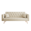 71 inch convertible love seat sofa, American retro beige velvet, suitable for small living room, bedroom, office