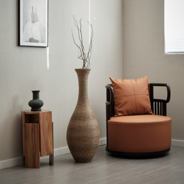 a341de327667495d9919600f57ab8074_3d71ae35c62ab8695e9841ab4c9ffbe2 39-inch Tall Artificial Rattan Floor Vase in Elegant Beige - Statement Piece for Living Room Decor, Entryway, or Hallway - Versatile Home Accent for Dried or Silk Floral Arrangements
