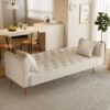 71 inch convertible love seat sofa, American retro beige velvet, suitable for small living room, bedroom, office
