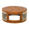 27.95" Acacia Wood Outdoor Coffee Table - Handwoven Rope Accent Boho Patio Table with All-Weather Durability