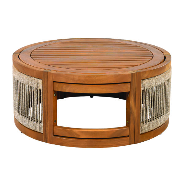 a3ff1ab138c847ac9aed02886edd3c66_59306e31f933f965e4288b545607f17a 27.95" Acacia Wood Outdoor Coffee Table - Handwoven Rope Accent Boho Patio Table with All-Weather Durability