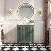 Fully Assembled 30''  Green Freestanding Single Sink Bathroom Vanity with Solid Wood Construction and Engineered Marble Top