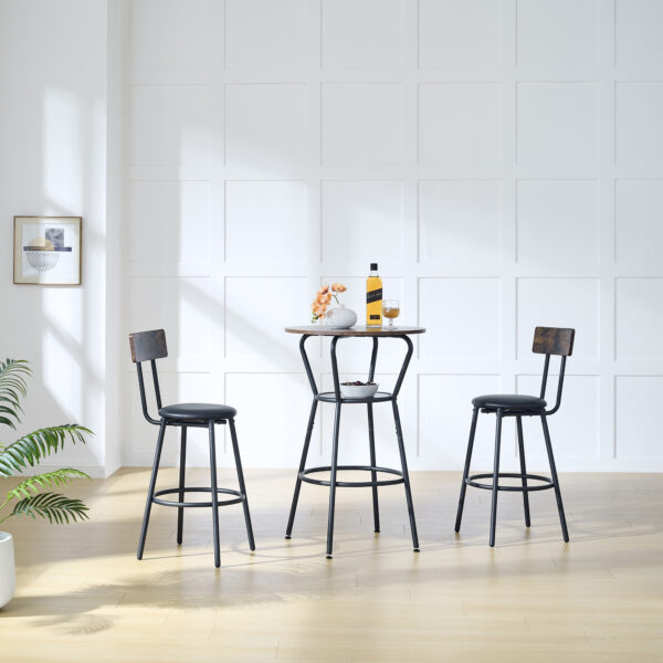 a4e1eb6e352f4117b73480448512bfad_20240113_f1bff7b01a57ba9d7635c8a911b397ba Round bar table and stool set with shelf, upholstered stool with backrest, Rustic Brown, 24.17"W x 24.17"D x 36.02"H
