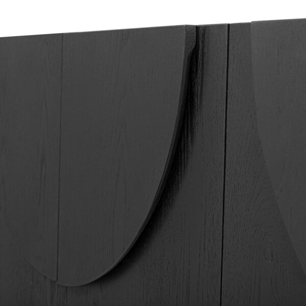 TREXM 4-Door Large Storage Sideboard, Wood Sideboard Cabinet with Semi-Circular Handles and Adjustable Shelves for Dining Room, Kitchen, and Living Room (Black)