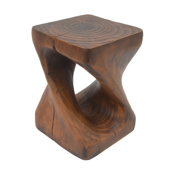 a5817146c9a649b7aff2381b366c801b_9071b1d1c36459b8f8709cf3a91984e0 MGO Twist Shape Side Table, Wood-like texture, antique brown Color