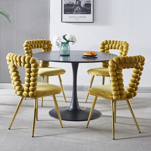 Modern chair(set of 2 ) with iron tube legs, soft cushions and comfortable backrest, suitable for dining room, living room, cafe,hairball back
