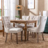Nikki Collection Modern, High-end Tufted Solid Wood Contemporary Velvet Upholstered Dining Chair with Wood Legs Nailhead Trim 2-Pcs Set,Beige, SW2001BG