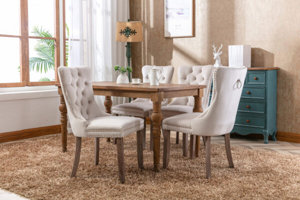 a5f9516f1fec4022993e77a7ab63d1bb_20220618_fbc9b9cbd1729bbddd50d5a2de0e9419 Nikki Collection Modern, High-end Tufted Solid Wood Contemporary Velvet Upholstered Dining Chair with Wood Legs Nailhead Trim 2-Pcs Set,Beige, SW2001BG