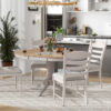 TREXM 5-Piece Retro Functional Dining Table Set Wood Round Extendable Dining Table and 4 Upholstered Dining Chairs (Off White)