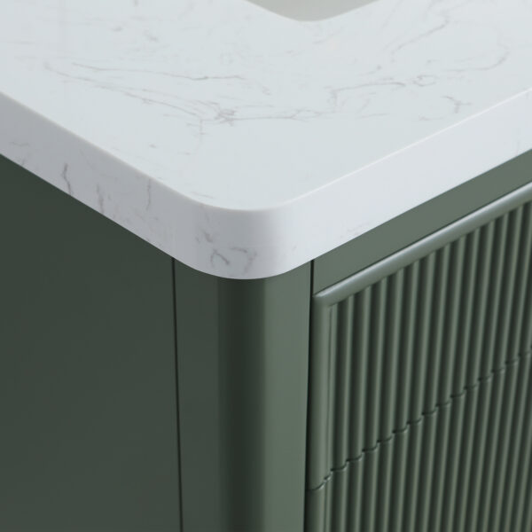 Fully Assembled 30''  Green Freestanding Single Sink Bathroom Vanity with Solid Wood Construction and Engineered Marble Top