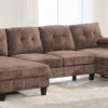 U-shaped Sectional Sofa 103.5" Chenille Fabric Couch with Dual Chaise Lounges, Storage Pockets and Armrest Pillows for Living Room, Brown