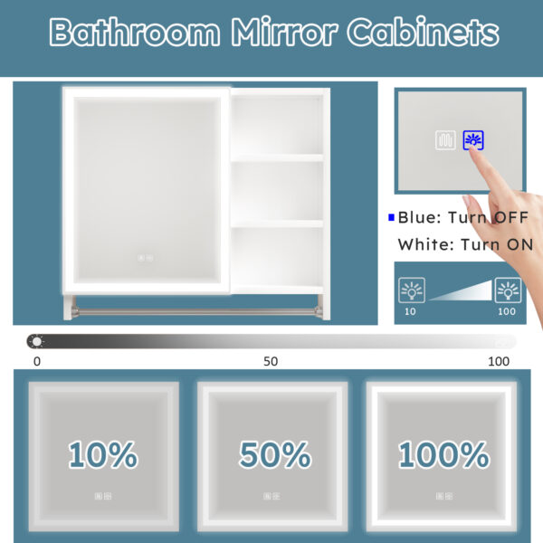 a8c6c2474c9d4eea88bd03a56fb084cc_97f6384cc24b480cfb7a030c7dab9153 Modern 32 x 28 inches Aluminium Bathroom Cabinets, Medicine Cabinets with Mirrors and LED Lights, Bathroom Lockers with Multilevel Storage Compartments and Towel Rails