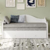 Twin Size Wood Daybed Extended Bed with Storage Drawers Wooden Sofa Bed for Living Room Guest Room, White