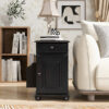 U-Can Vintage End Table Flip Top Side Table with USB Ports, One Multifunctional Drawer with cup holders, Sofa Couch Table with Bookshelf for Living room and Small Space