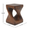 MGO Twist Shape Side Table, Wood-like texture, 	antique brown Color