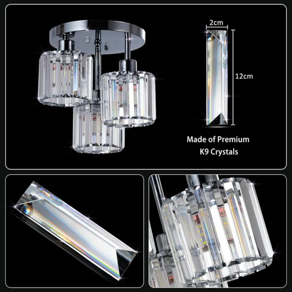aa393bc299c047eaadf1a228420d2431_431b64afae82d0e409a60dc873d1dae3 Semi Flush Mount Ceiling,3-Light Kitchen Mount,Hallway Light Fixtures Ceiling with Clear Crystal Shades for Kitchen Entryway Bedroom Bathroom Foyer