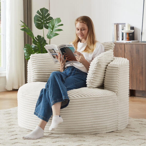 ab523930527f4d41a64841f024bb9c18_13b55850633e21c4aa51c2ea944ddcea Compressible Corduroy Round Chair with Cushioned Backrest - Modern Comfort Seating for Living Room,Office,Apartment(no swivel)