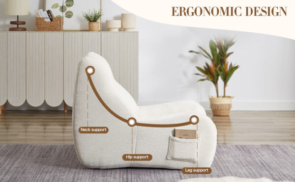 Bean Bag Chair for Adults with Armrests - Oversized Comfy Beanbag Lounge Lazy Floor Sofa Accent Chair for Living Room, Bedroom