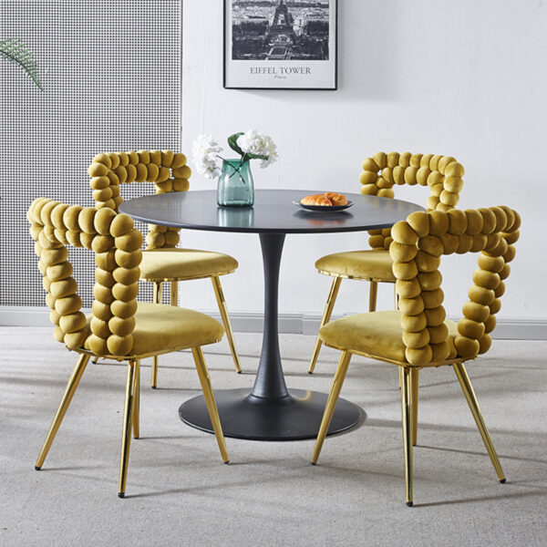 Modern chair(set of 2 ) with iron tube legs, soft cushions and comfortable backrest, suitable for dining room, living room, cafe,hairball back